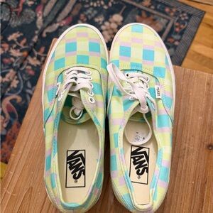 Vans Pastel Multicolor Stackform Platform  Checkered Sneakers W10